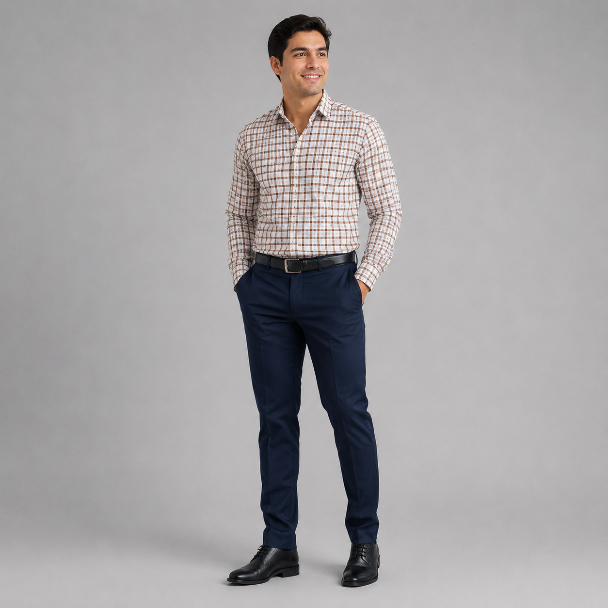 Camisa a cuadros manga larga