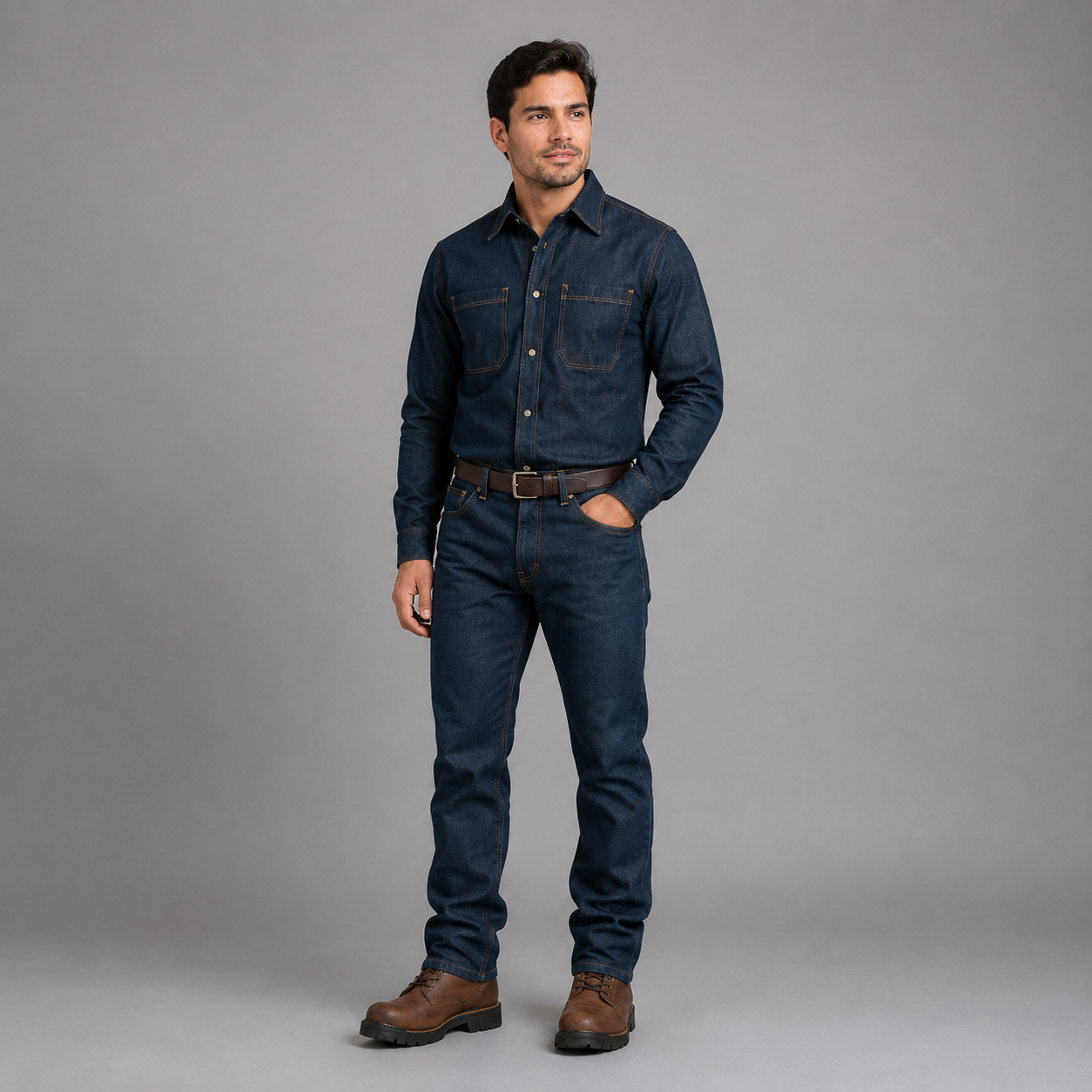 Conjunto de camisola y pantalón de mezclilla para soldador